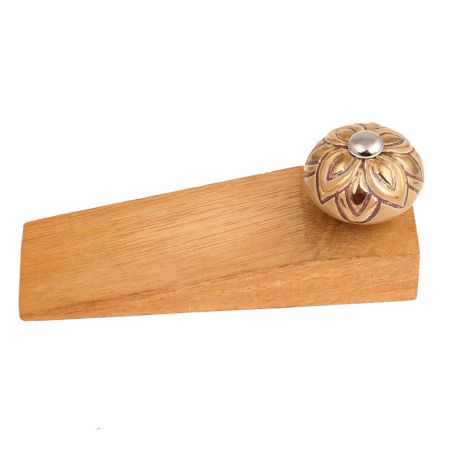 Golden Flower Ceramic Wooden Door Stopper
